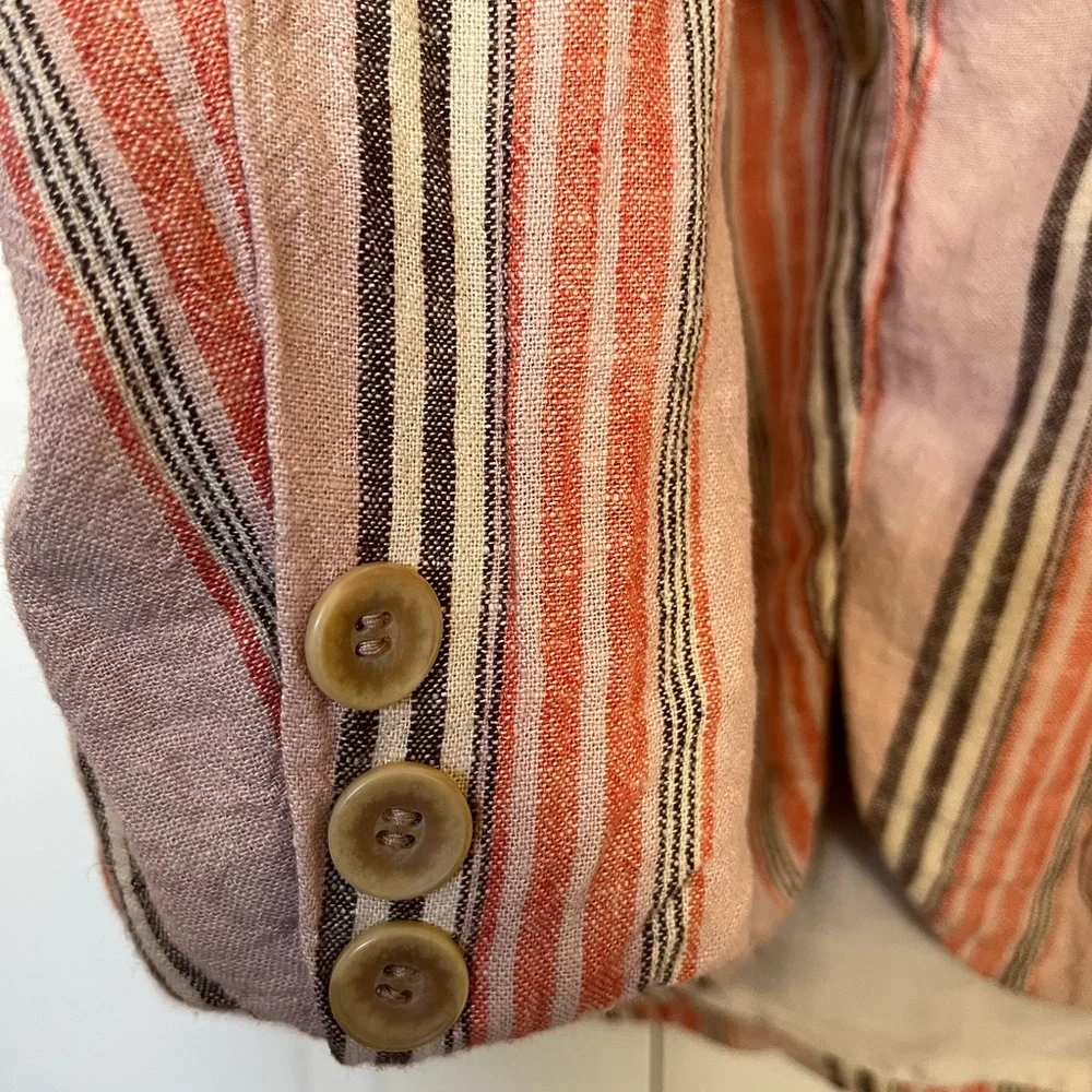Free People Pink and Cream Striped Blazer - Picture 4 of 12